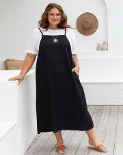 Apron Dress - Black, Size 24