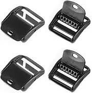 WOLAIYE Strap Belt Buckle, 1 inch Quick Release Buckles, Webbing Clip, Slider Replacement Clips with Fixing Cover for Backpack Belt Loop Hiking, 4 PCS, Black