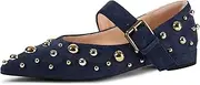 [TRKYYK] Women's Studded Flats Pointed Toe Mary Jane Flat Shoes