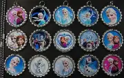 15 Frozen SILVER Flat Bottle Cap Necklaces Set 13