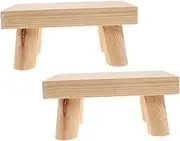 JEWEDECO 2Pcs Wooden Step Stool for Short Footstool Supports Correct Sitting Posture Versatile Use Bathroom Bedroom Design with Rounded Edges Easy to Clean