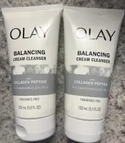 LOT OF 2 Olay Regenerist Collagen Peptide Cream Cleanser Fragrance-Free 5 fl oz