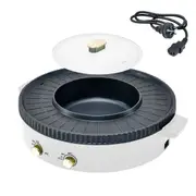 2 in 1 Electric Hot Pot White with Grill Barbeque Cooker with Temperature Control Multi-function Smokeless Shabu Korean BBQ Pan for Simmer Boil Fry Roast 2200W