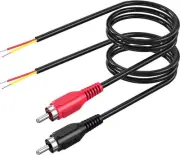 RCA to Speaker Wire Adapter, 18AWG 2 Pack 3ft Male Plug 3ft, Red Black