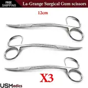 La Grange Gum Scissor Double Curved Sharp Serrated Scissors Dental Tool Set Of 3
