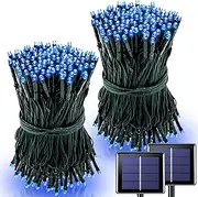POTIVE 2 Pack Solar Christmas Lights Outdoor Waterproof, 75.5 ft 200 LED Solar Powered Blue String Lights,8 Modes Solar Christmas Lights for Garden Yard Patio Tree Party Xmas Decoration