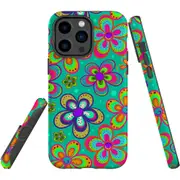 For iPhone 14 Pro Max Case Tough Protective Cover, Retro Floral Design