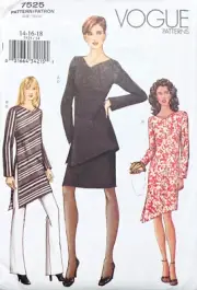 VOGUE 7525 SIZES 14 16 18 DRESS TUNIC SKIRT PANTS UC/FF