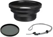 Nikon COOLPIX P610 Camera Lens (High Definition) 0.5X Wide Angle Lens with Macro + 82mm Circular Polarizing Filter + Krusell Multidapt Neck Strap (Black Finish)