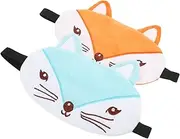 BATHVEVE 2Pcs Cartoon Sleep Mask Lightweight Eye Cover for Fatigue Relief for Travel Hotels and Family Use Comfortable and Breathable Material Adorable Fox Design