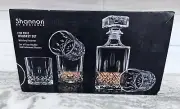 Shannon By Godinger Crystal Whiskey Decanter & Old Fashioned Glasses Set. #707