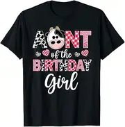[X.Style] Aunt of The Birthday Girl Shirt Cow Theme 1st Bday Family ds069 T-Shirt (3XL) Black