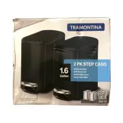 Tramontina 2 Pack Stainless Steel, Soft Close 1.6 Gallon Step Trash Cans (Black)