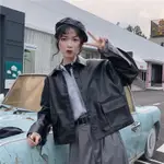 女外套機車PU皮衣外套女2020新款韓版BF風寬松百搭學生短款雙口袋皮夾克