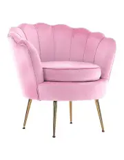 [La Bella] Velvet Shell Scallop Armchair in Pink