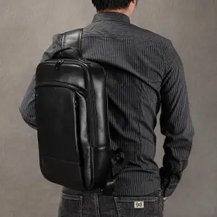 【MoonDy】復古後背包 電腦後背包 真皮背包 大容量後背包 15吋電腦包 雙拉鍊主袋 旅行包 休閒電腦包