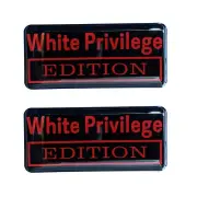 For Universal White Privilege Edition Badge Emblem Nameplate 3D Sticker Red -2Pc