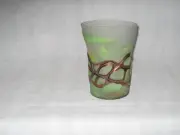 Hand Made Blown Glass Vase Metal Coated Green Multi