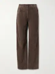 [16ARLINGTON] 16ARLINGTON - Vante Suede Straight-leg Pants - Brown - UK 14 UK 14 Brown