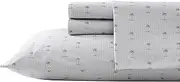 [Tommy Bahama] Queen Sheet Set, Cotton Percale Bedding Set, Crisp & Cool, Stylish Home Decor (Kew Palms Grey, Queen)