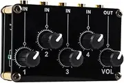 UPKOCH 4 Mixer Audio Portable Pocket Audio Mixer Acrylic Case Copper Electronic Stereo Audio Mixer 4- Way Audio Mixer Black PCB