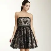 Aidan Mattox Strapless Mini lace satin sequins glam cocktail dress Sz 10 NEW