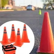 4x 45cm Foldable Reflective Road Parking Cones Orange for City Intersections