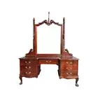 Solid Mahogany Wood Chippendale Dressing Table & Mirror Antique Style