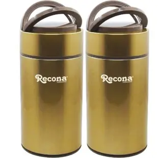 【Recona】不銹鋼寬口燜燒罐1100mlX1 內附折疊湯匙/食物罐／保溫罐(金色)