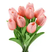 20pcs Tulips Artificial Flowers, Fake Tulip Stems Real Touch (Pink)