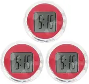 3pcs Electronic Clock Digital Dash Car Clock for Dashboard Timers Shockproof Motorcycle Clock Ram Mechanism Small Digital Clock Motorcycle Mini Clock Auto Red Abs Plastic Material