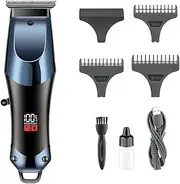 Blue,Professional Cordless Hair Clipper and Trimmer for Men, Electric Razor Shavers Hair Cutting Kit with LCD Display, for Hair Cutting Mustache, Mens Gifts