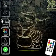 WINNIE THE POOH PIGLET3D LED Night Light 7 Colour Change Room Lamp Battery USB