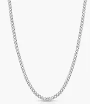 Fiusem 3.5mm Cuban Silver Colored Chains for Men Stainless Steel Silver 16 inch