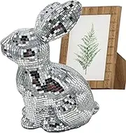 Easter Disco Bunny Ball, Decorative Rabbit Prop for Disco Party, Reflective Mirror Bunny Animal Ornament, Silver Disco Ball Tabletop Decor, for Easter Themed Rabbit Home Decor
