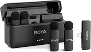 BOYA BY-V4U Wireless Lavalier Microphone for iPhone15/16 Series Type C Smartphone,4-Channel Clip-On Wireless Lapel Mic for Video Recording Podcast Interview Streaming Vlog YouTube