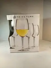 Trina Turk Aurora Glass Wine Goblets Set of 4 - NIB