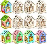 12 Sets Spring House Craft Kit DIY Birdhouse Kit Painting Puzzle Spring Ornaments Village Spring Scene Festival Wood Craft House Landscape Decors for Table Centerpieces Home Decor