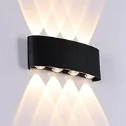 Outdoor Wall Lights, 8W Black Modern Wall Sconce Up and Down Lights Exterior Warm White Aluminum Wall Light Fixture for Indoor House Porch Garage