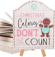 Gingerbread Man Signs, Wooden Gingerbread Desktop Welcome Sign, Christmas Gingerbread Men Sign Holiday Decorative Sign for Shop Home Porch Indoor Shelf