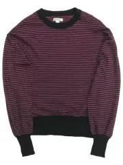 Nine West Womens Purple & Black Sparkle Stripe Long Sleeve Shirt Top Tunic