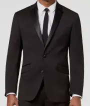 $270 Kenneth Cole Men's Black Slim-Fit Tuxedo Blazer Coat Suit Jacket Size 42R