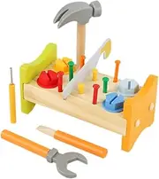 ZUNOXAZ 1Set Educational Wooden Pounding Peg Workbench with Hammer Interactive Activity for Promotes Hand Eye Coordination and Logical Thinking Present