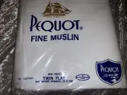 Vintage_White Muslin PEQUOT Flat Sheet Twin Bed NEW NIP NOS