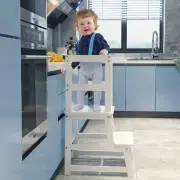 Kitchen Step Stool for Kids and Toddlers with Safety Rail, White Kids Step St...