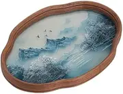 Elegant Tea Serving Tray with Chinese Painting - Coffee Juice Cakes Breakfast Serving Solution Table Centerpiece for Living Room (L)