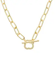 Juvell 18K CZ Toggle Necklace