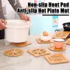 Hollow Insulation Trivet Anti-scalding Wood Pad Cartoon Bamboo Mat Set