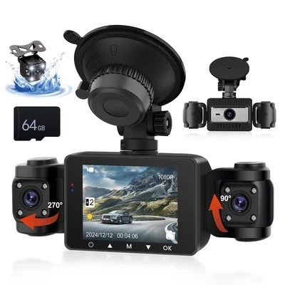 4 Channel Dash Cam Front and Rear Inside 360° View, Dash Camera for Cars, Car...