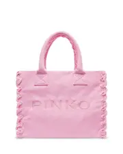 Pinko Beach Shopping Blue Cotton Canvas Handbag